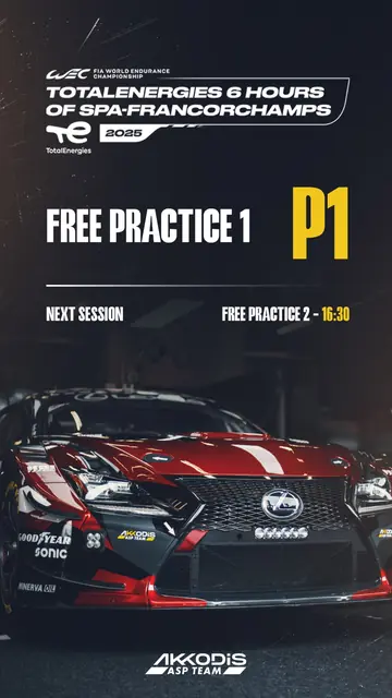 Free practice 1 result story for Răzvan Umbrărescu, Akkodis ASP Team, 6 Hours of Spa-Francorchamps 2025, Lexus RC F GT3