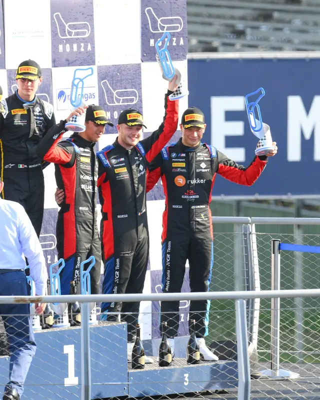 Filip Ugran on the podium at Monza, Italian GT Championship 2026, Instagram post