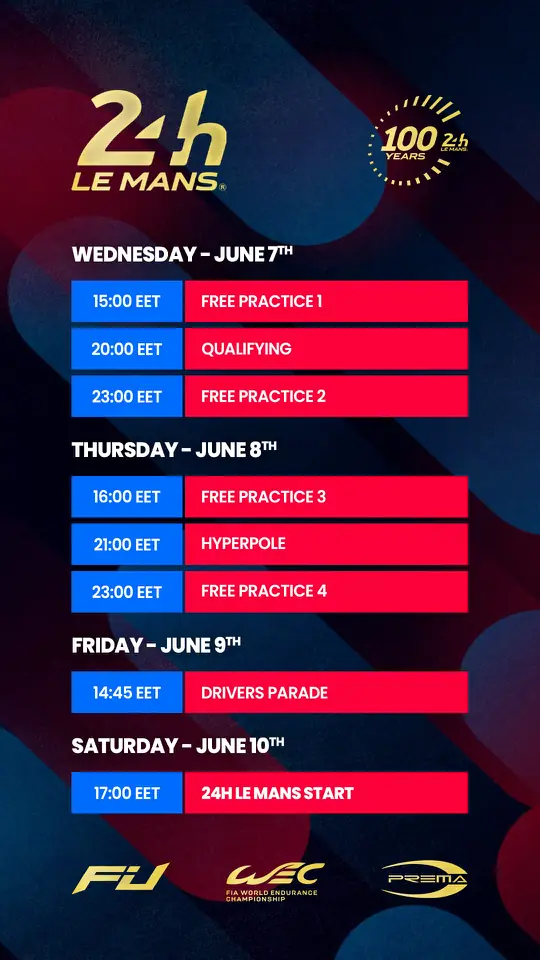 24 Hours of Le Mans 2023 session schedule story graphic