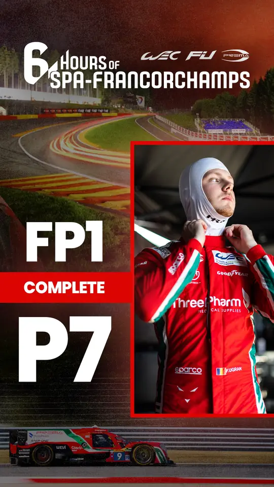 Race weekend story graphic: Filip Ugran finished free practice 1 at Spa in P7