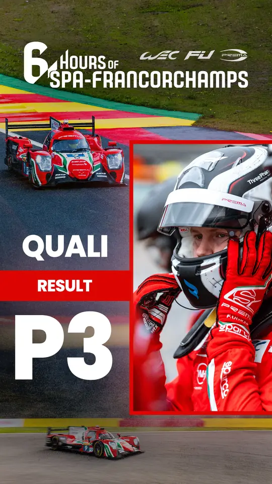 Race weekend story graphic with Filip Ugran's qualifying result at Spa: P3